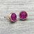 Rose Gold Swarovski Stud in Fuchsia