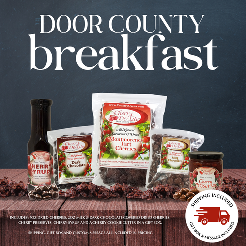 Make the most de-liteful breakfast with the Door County Breakfast gift box. Filled with our very own Cherry De-Lite cherry products. Make the most de-liteful breakfast with the Door County Breakfast gift box. Filled with our very own Cherry De-Lite cherry products.