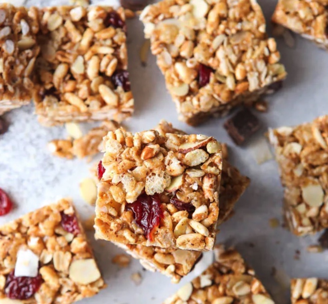 Cereal Bars with Dried Cherries, Almonds and Coconut Tart Cherry