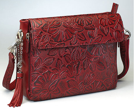 Leaf design makes this exquisite concealed carry purse very striking