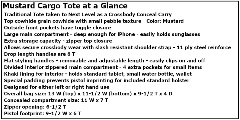 Mustard Cargo Specs