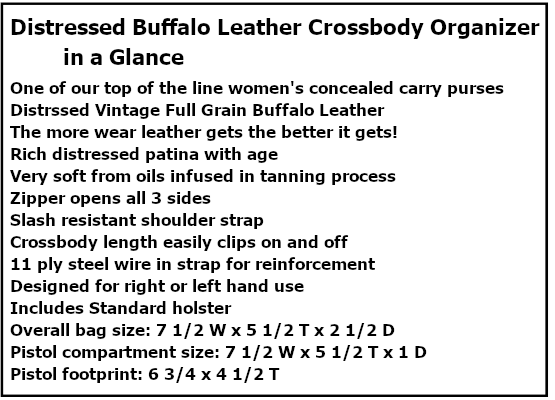 Distressed Crossbody Organizer Specs