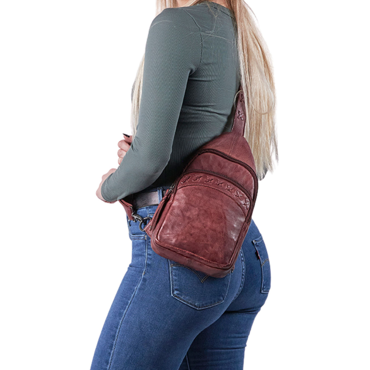 Gun Tote'n Mamas Buffalo Leather Sling Backpack