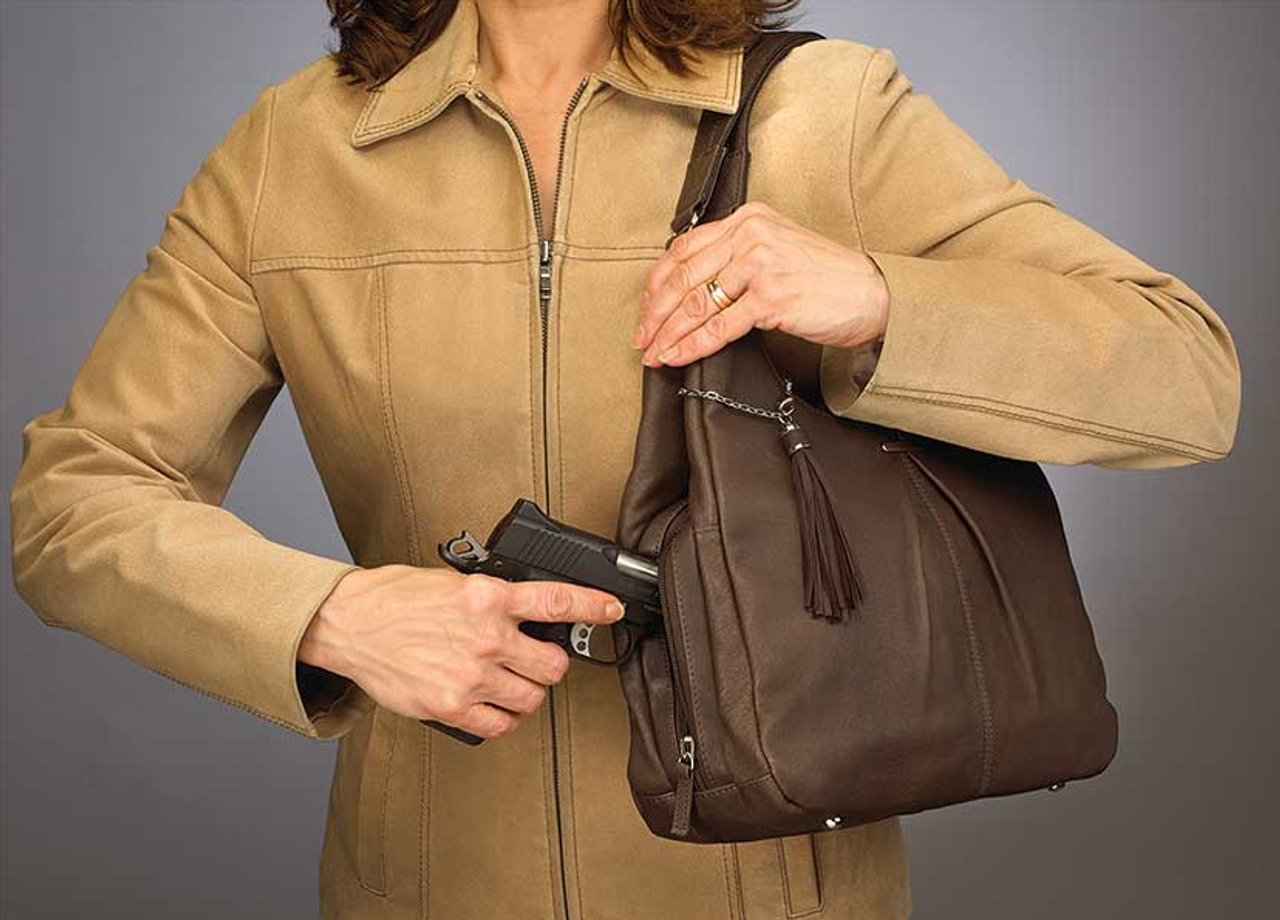 Pleated Leather Concealed Carry Purse - Athena's Armory