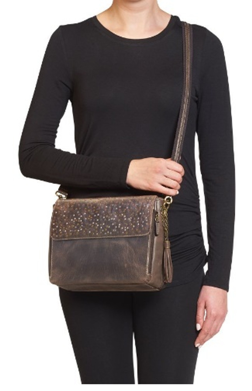 Distressed Buffalo Leather Shoulder Clutch