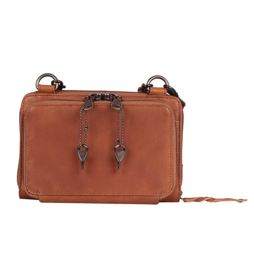 CONCEALED CARRY MILLIE LEATHER CROSSBODY ORGANIZER - SMALL (Cognac)