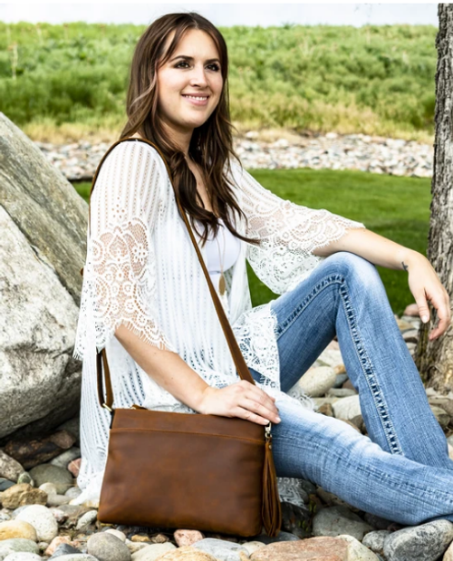 Josie Distressed Leather Over the Shoulder Concealed Carry Bag