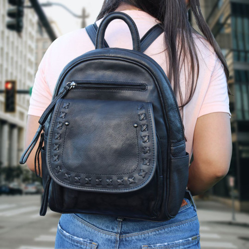 Daisy Leather RFID Backpack has a Concealed Carry Option