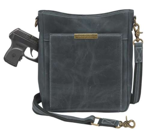 GTM Distressed Leather Slim X-Body RFID Purse