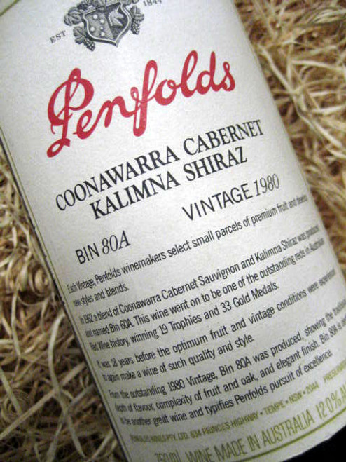 Penfolds Bin 80A Cabernet Shiraz 1980 (Base of Neck Level) (Damaged Label)