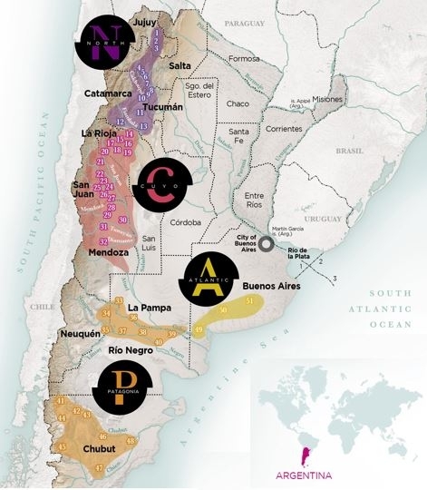 map of Argentina's wine regions