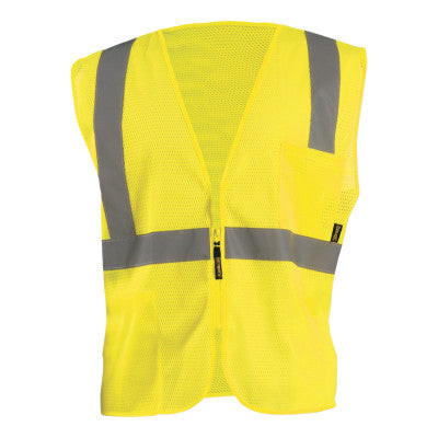 CL 2 VEST  MESH  BEADEDTAPE  ZIP  2 POC  YEL-2X