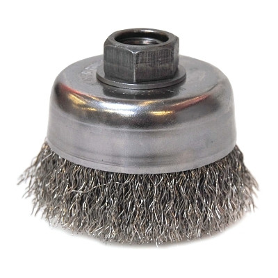 3" CRIMP WIRE CUP BRUSH.014" SS FILL 5/8"-11