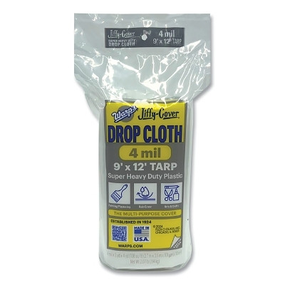 9'X12' 4-MIL JIFFY-COVERDROP CLOTH SPR HVY DUTY