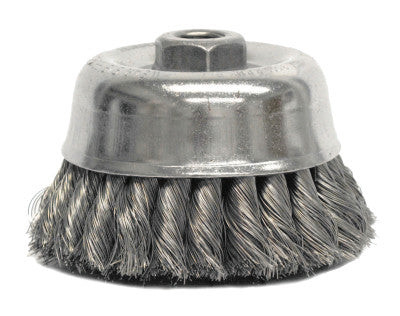 4"DOUBLE ROW KNOT WIRE BRSH .020"STL FILL 5/8"11