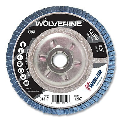 4-1/2" WOLVERINE FLAP DISC 120Z  5/8"-11 UNC NUT