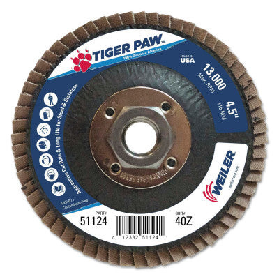 4-1/2"TGR PAW ABR DISC CON TY29 PH BK 40Z 5/8"11