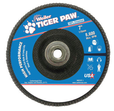 7"TGR PAW ABR DISC FLATTY27 PH BK 60Z 5/8"11