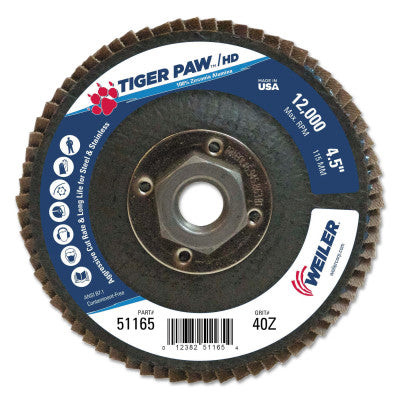 4-1/2"PAW SHD FL DC FLATTY27 PH BK 40Z 5/8"11