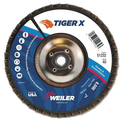 7" TIGER X FD  FLAT  PHEN BACK  40Z  5/8-11" ARB