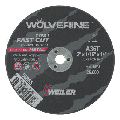 3"X1/16" WOLV TYPE 1 CUTOFF WHL A36T 1/4" AH