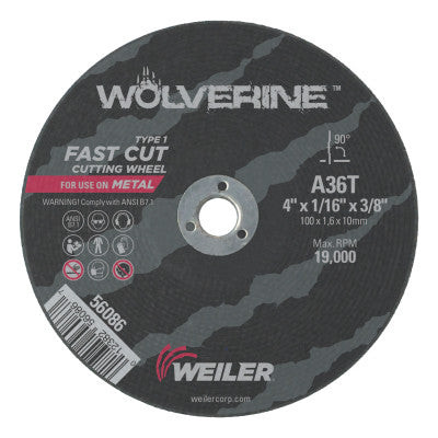 4"X1/16" WOLV TYPE 1 CUTOFF WHL A36T 3/8" AH