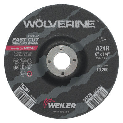 6"X1/4" WOLV TYPE 27 GRINDING WHL A24R 7/8" AH