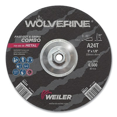 9"X1/8"WOLV TYPE 27 CUT/GRIND WHL A24T 5/8"11