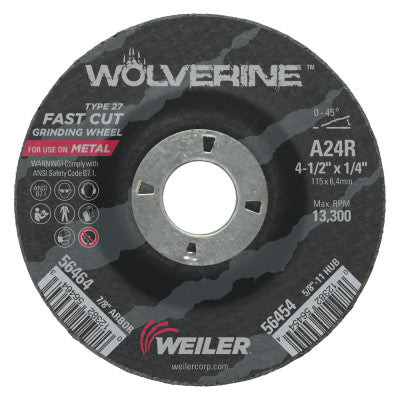4-1/2"X1/4" WOLV TYPE 27GRIND WHL A24R 7/8" AH