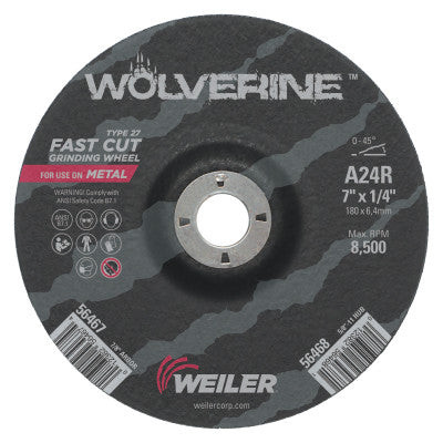 7"X1/4" WOLV TYPE 27 GRINDING WHL A24R 7/8" AH