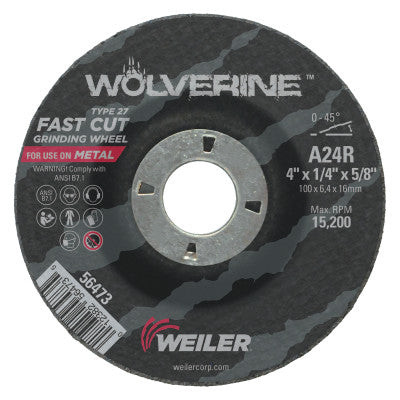 4"X1/4" WOLV TYPE 27 GRINDING WHL A24R 5/8" AH
