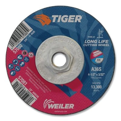 4-1/2"X3/32"TGR AO T27 CUTTING WHL A36S 5/8"11