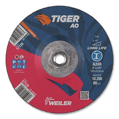 6"X1/4" TGR AO TYPE 27 GRIND WHL A24R 5/8"-11