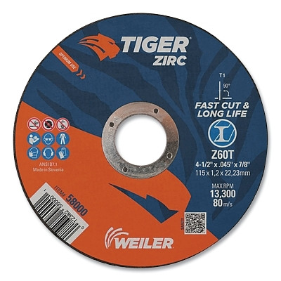 4-1/2"X.045"TGR ZIRC TYPE 1 CUTOFF WHL Z60T 7/8"