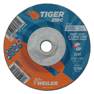 4-1/2 X 1/4 TIGER ZIRCTY27 GRIND WHL   5/8-11
