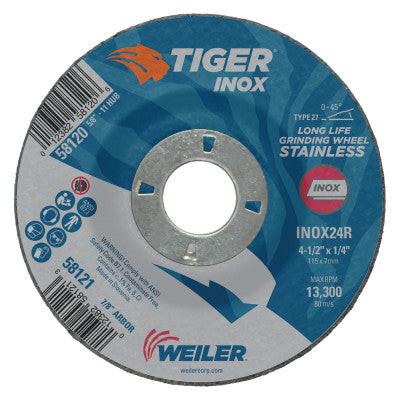 4-1/2 X 1/4 TIGER INOXTY27 GRIND WHL   7/8 AH