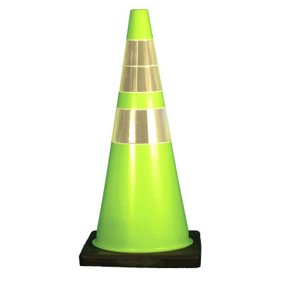 28" FLOUR. GREEN CONE 6"U/4"L  BLK BASE