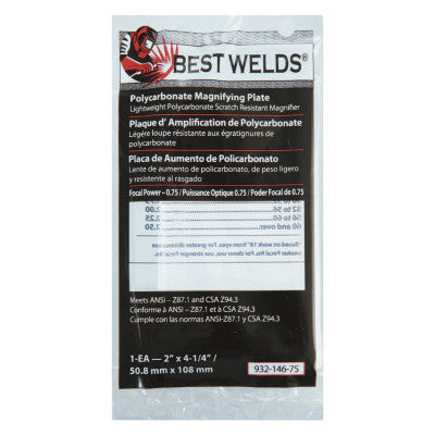 BW-2X4-1/4 POLYCARB MAGLENS .75 DIOPTER