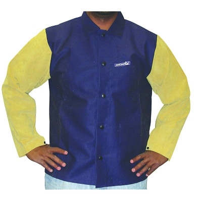 FR COTTON WELDING JACKETW/LEATHER SLEEVES 3XL