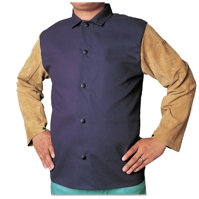 FR COTTON WELDING JACKETW/LEATHER SLEEVES M