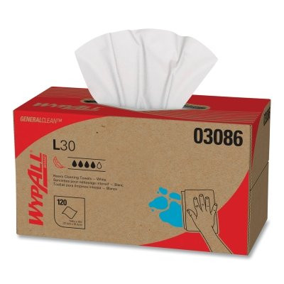 11"X10.4" WHITE WYPALL L30 ECONOMY WIPER 120/BOX