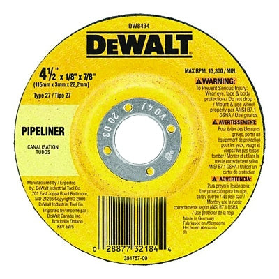 4-1/2"X1/8"X7/8" PIPELINER CUTTING/GRINDING WHEE
