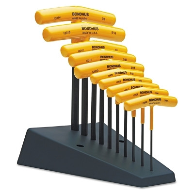 10-PC T-HANDLE HEX KEY SET 3/32-3/8" W