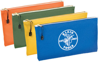 4-PACK ZIPPER BAGS- CANVAS- ASSORT. 12 1/2"X7"