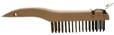 SHOE HANDLE SCRATCH BRUSH W/SCRAPER 4X16 ROWS CS