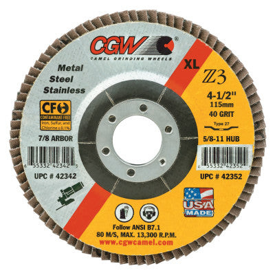 4-1/2X7/8 Z3-40 T27 XL100% ZA FLAP DISC