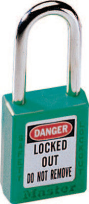 GREEN PLASTIC SAFETY PADLOCK  KEYED DIFFERENTLY