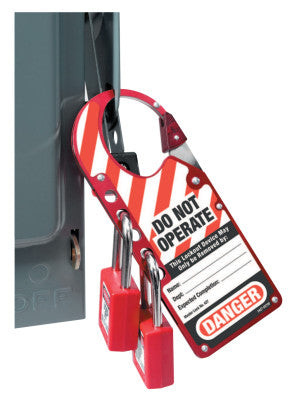 7"X2-7/8" LABELLED SAFETY LOCKOUT HASP RED