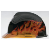 CAP V-GD BLK FLAMES THERMOFORMED RTCHT