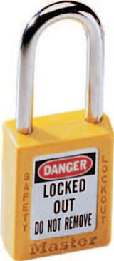 YELLOW PLASTIC SAFETY PADLOCK  KEYED DIFFERENTLY